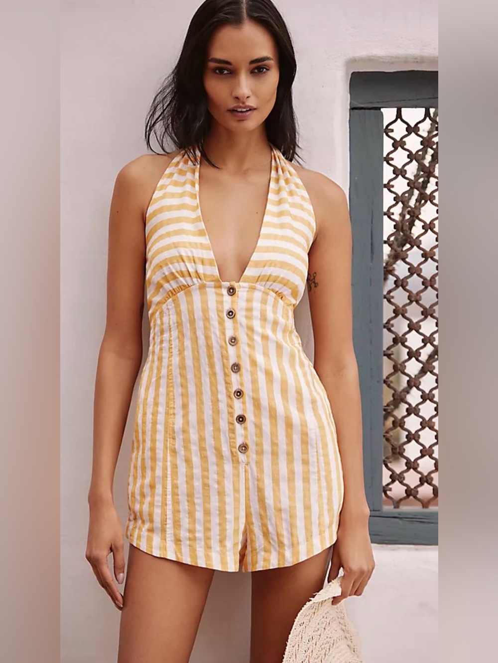 Anthropologie Celandine halter romper size medium